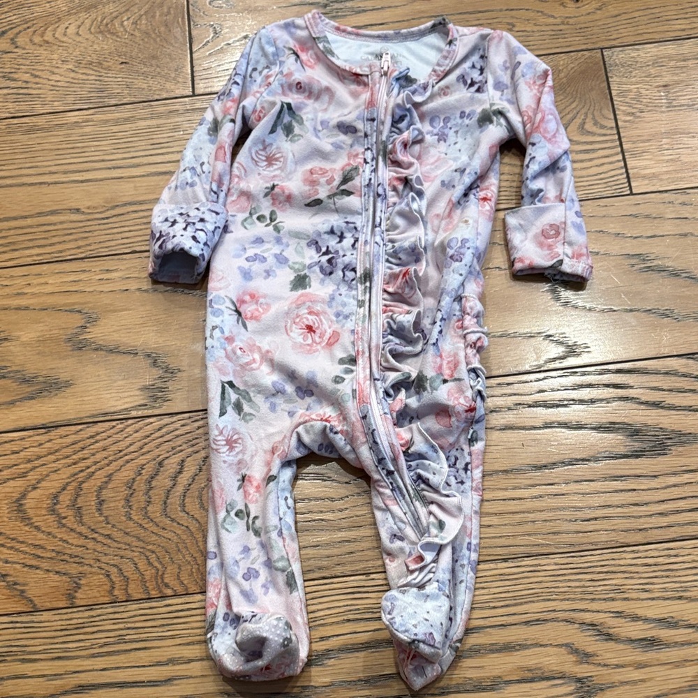 Caden Lane Pastel Floral Ruffle Footie